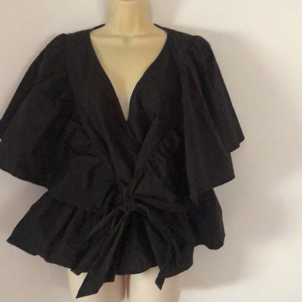 Eloquii woman’s black tie front wrap  blouse - Picture 3 of 13